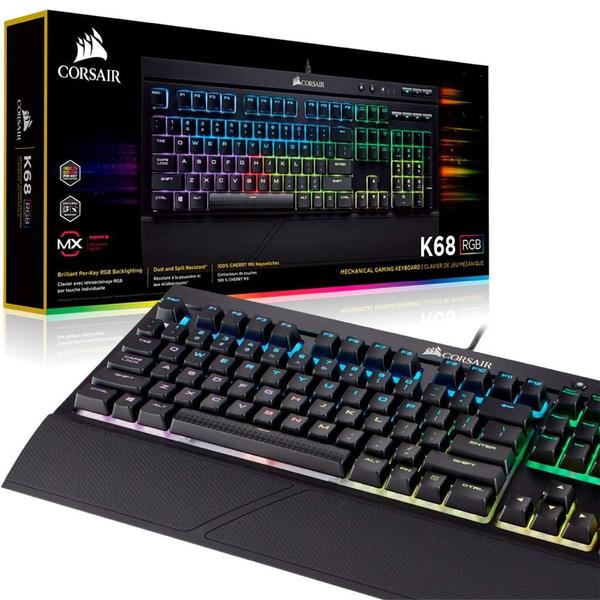 Imagem de Teclado Gamer Corsair K68 RGB USB CH-9102010-Na - Preto (Ingles)