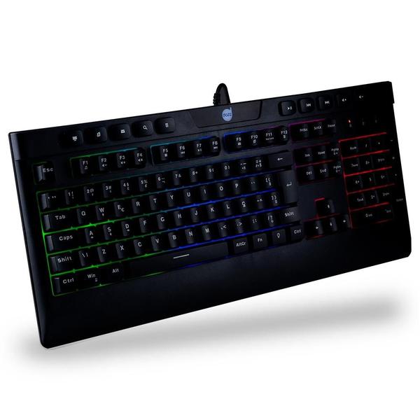 Imagem de Teclado Gamer Dazz Ballistic Cinetic com Suporte de Pulso, LED Rainbow, USB 2.0, Anti-Ghosting, ABNT2, Preto