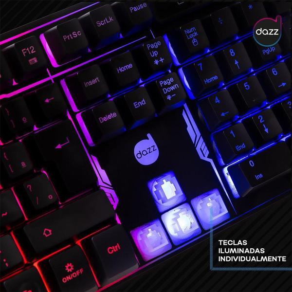 Imagem de Teclado Gamer Dazz Rapid Fire Revolution, Rainbow, ABNT2 - 625203