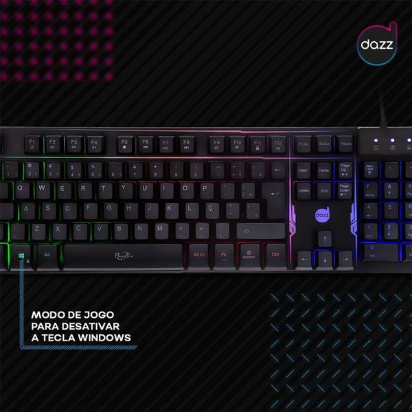 Imagem de Teclado Gamer Dazz Rapid Fire Revolution, Rainbow, ABNT2 - 625203