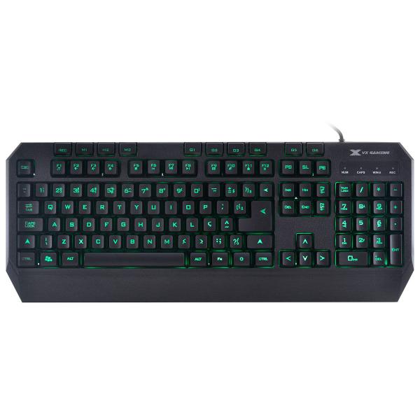 Imagem de Teclado Gamer Draco Com Macros, Multimidia Led 3 Cores Cabo 1.8 Metros Abnt2 Preto - Gt400