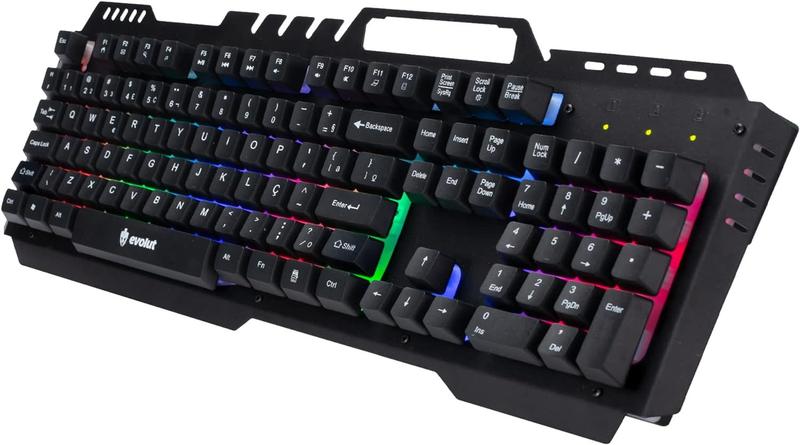 Imagem de Teclado Gamer Evolut Kaos Eg-210 Suporte Para Smartphone Celular Qwerty Português Brasil Metalizado Led Rainbow