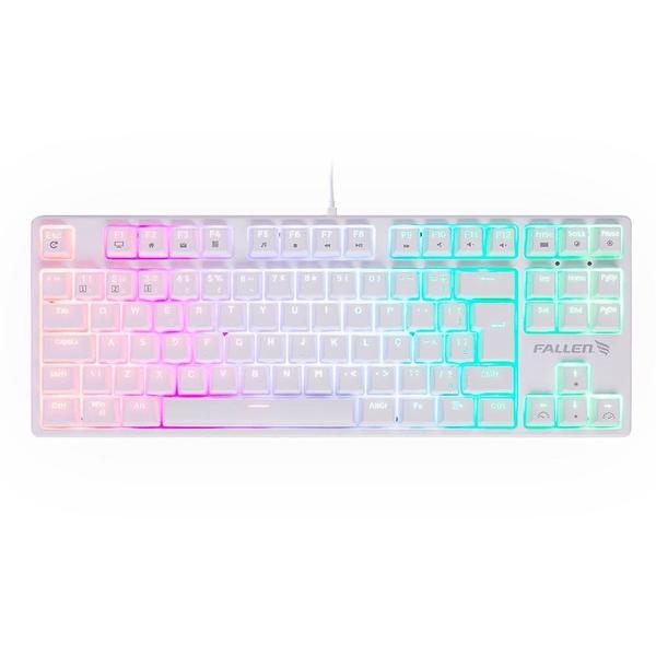 Imagem de Teclado Gamer Fallen Pantera Pro TKL 1.0, RGB, Switch Prata, ABNT2, Branco - TE-PA-BR-TK-SS 