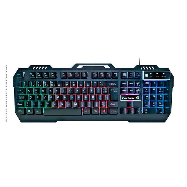 Imagem de Teclado Gamer Fortrek Crusader, LED Rainbow, USB, ABNT2, Preto - 70528