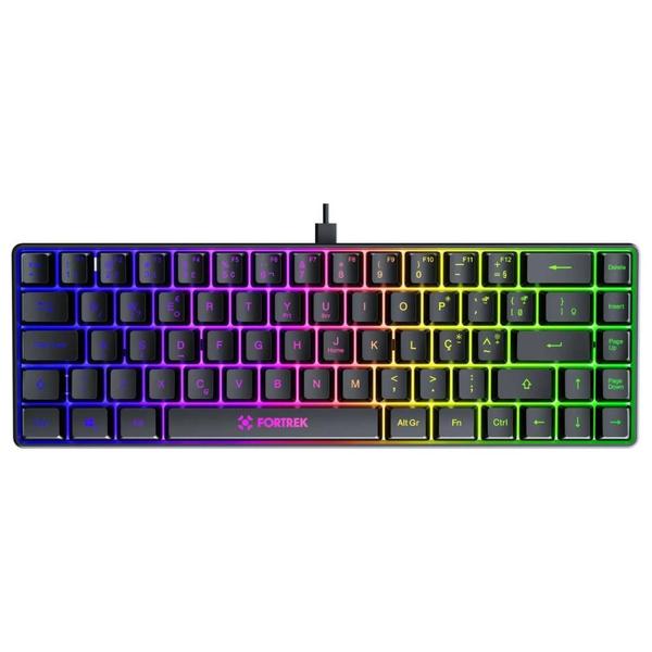 Imagem de Teclado Gamer Fortrek Fearless 65 Compact Rainbow Membrana ABNT2 65% Preto