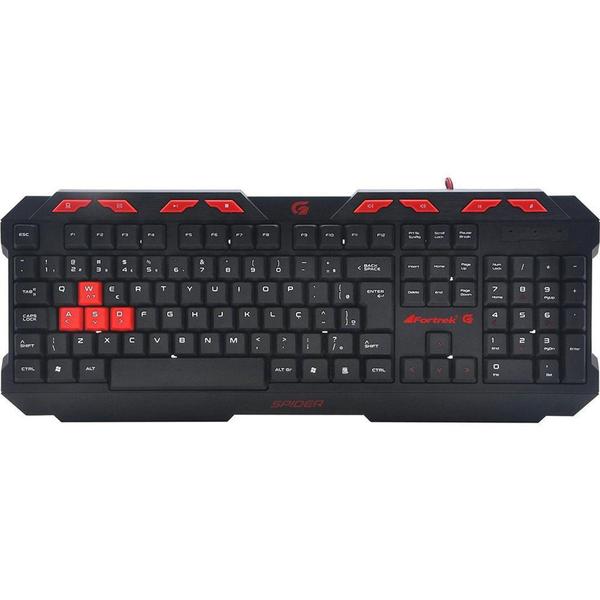 Imagem de Teclado Gamer Fortrek Spider, ABNT2, Preto e Vermelho - GK706