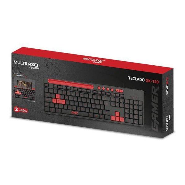 Imagem de Teclado Gamer GK120 Com Suporte de Smartphone TC266 Preto e Vermelho - Multilaser