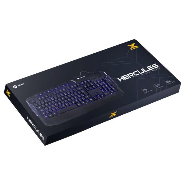 Imagem de Teclado Gamer Hercules Com Multimidia Led 3 Cores Cabo Usb 1.8 Metros Abnt2 Preto - Gt200