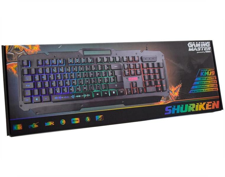 Imagem de Teclado Gamer K-mex Kmj9 Semi Mecânico Shuriken Com 3 Efeitos de Led