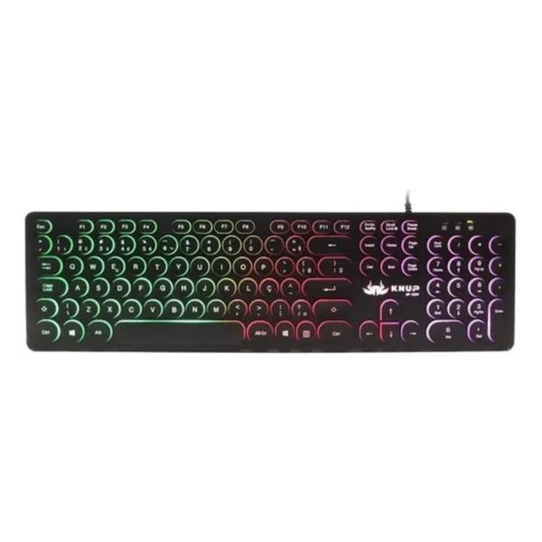 Imagem de Teclado Gamer Knup Kp-2059 Qwerty Português Brasil Cor Preto Com Luz Rgb