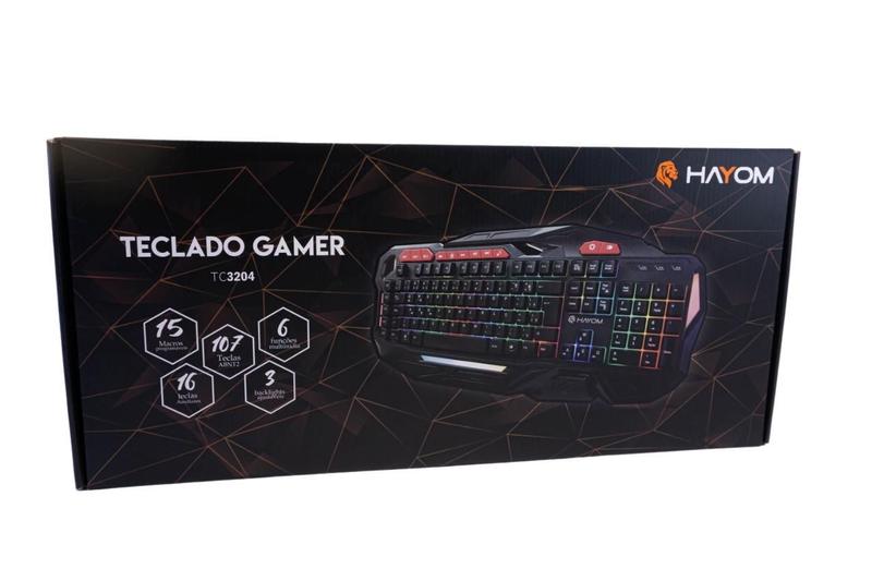 Teclado Gamer Luz Led - Hayom Tc3204 Imagem de Teclado Gamer Luz Led - Hayom Tc3204