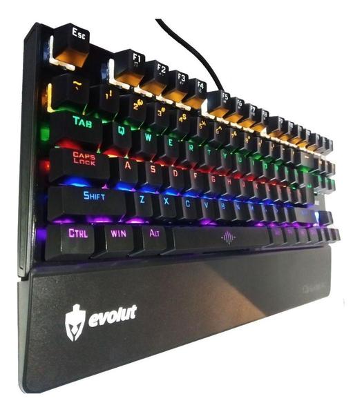 Imagem de Teclado gamer mecanico com fio usb com led evolut eg204 assault blue switch