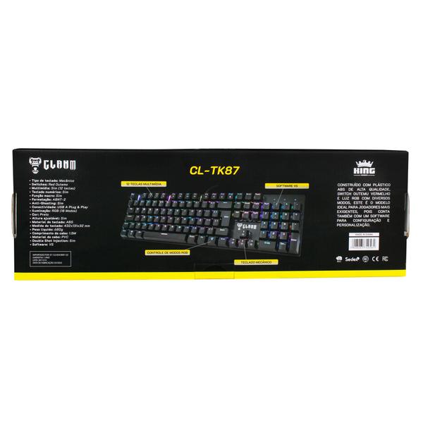 Imagem de Teclado Gamer Mecanico Com Rgb King CL-TK87 Clanm