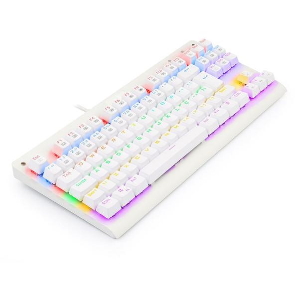 Imagem de Teclado gamer mecânico Dark Avenger Branco Rainbow MK2 DIY BLUE, Modelo K568W-R  REDRAGON