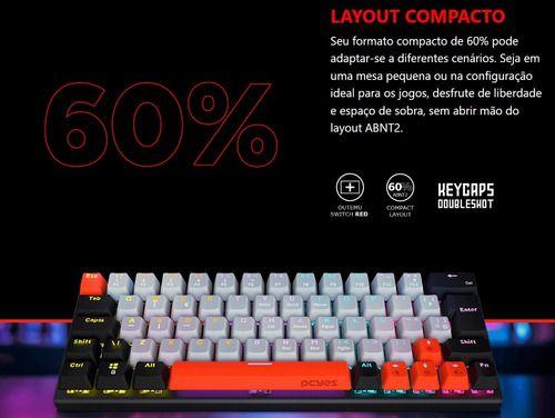 Imagem de Teclado Gamer Mecanico Kuromori 60% Switch Red Led Rgb