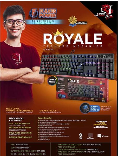 Imagem de Teclado gamer mecanico royale flktm001 - elg