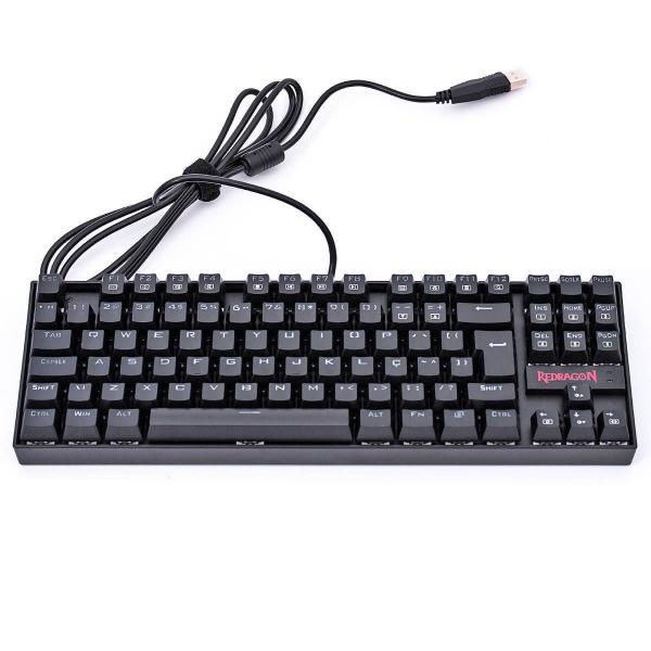 Imagem de Teclado Gamer Mecânico Switch Blue Full Anti-Ghosting ABNT2 Formato TKL Kumara K552-2 Redragon Preto LED Vermelho