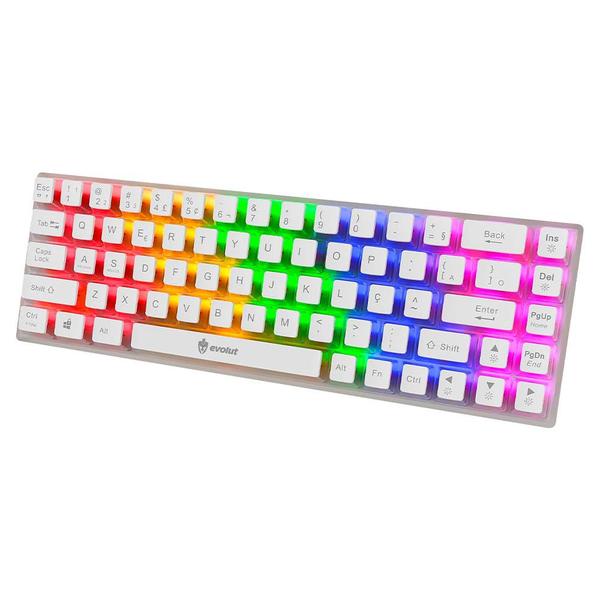 Imagem de Teclado gamer mecanico transparente evolut eg217 lumini 60% switch azul com fio