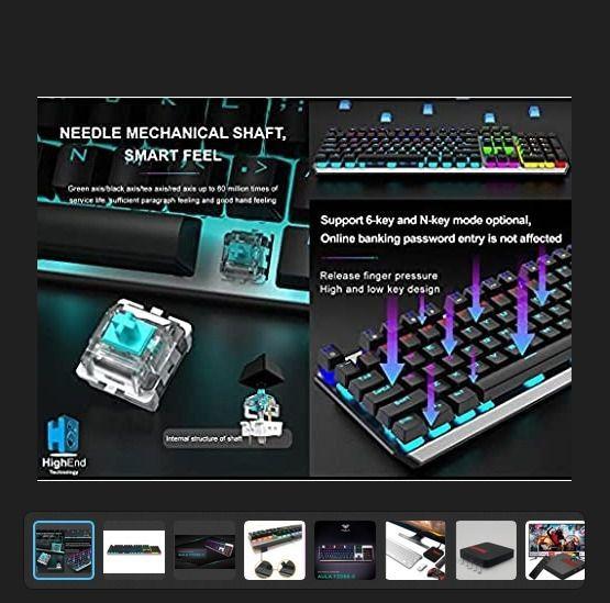 Imagem de Teclado Gamer Mecânico Usb Keyboard Aula F2066-ii Com Led