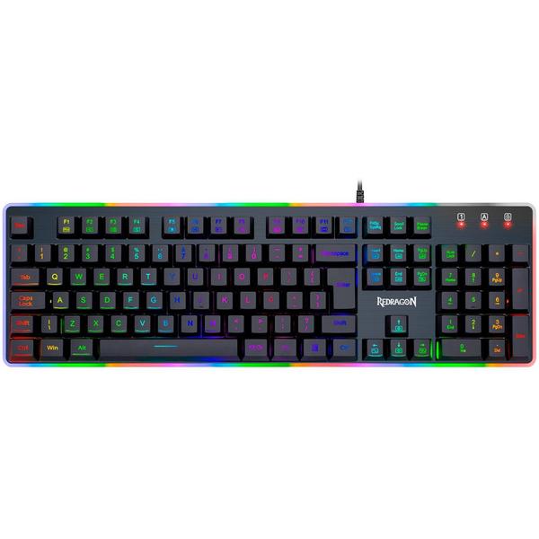 Imagem de Teclado Gamer Membrana Redragon Dyaus 2 RGB ABNT2 USB - Preto