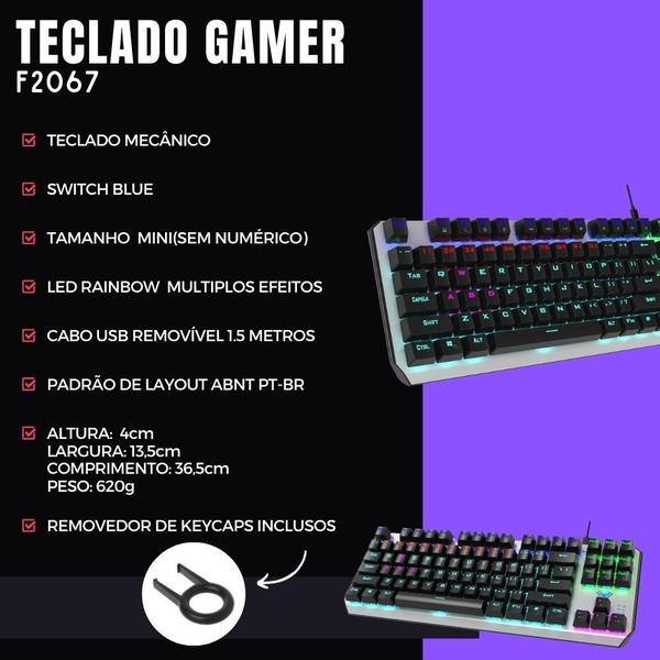 Imagem de Teclado Gamer Mini Luz Led Mecânico Switch Blue Superfície