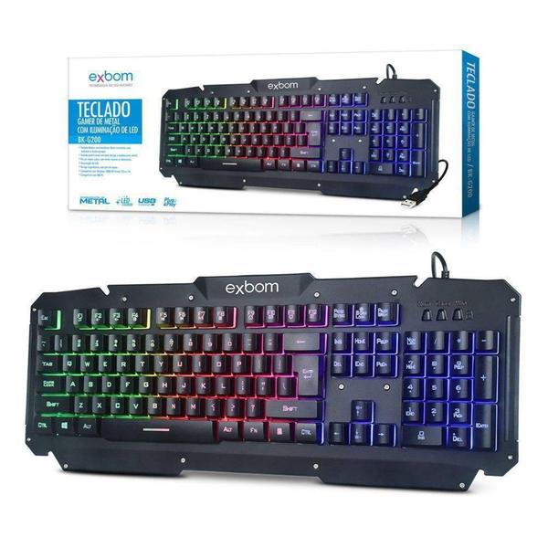 Imagem de Teclado Gamer Multimídia Abnt2 Com Led Rgb Acabamento em Metal Exbom BK-G200