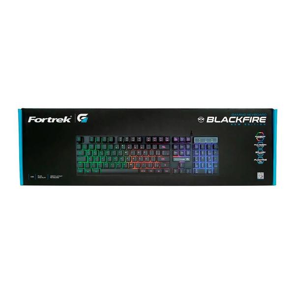 Imagem de Teclado Gamer Multimidia Fortrek Blackfire New, Rainbow RGB, ABNT2, Preto - 75857