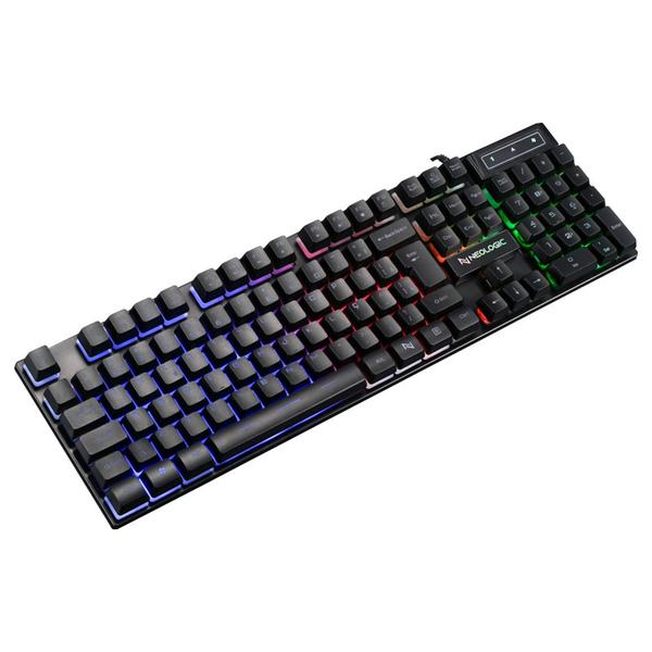 Imagem de Teclado gamer neologic infinite play black semi mecânico abnt2 rainbow preto - ifnt-blk