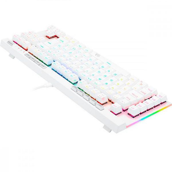 Imagem de Teclado Gamer Óptico Redragon Magic Wand Pro Lunar White RGB Mecânico Switch Blue Branco ABNT2