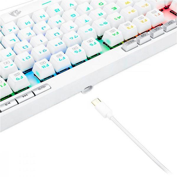 Imagem de Teclado Gamer Óptico Redragon Magic Wand Pro Lunar White RGB Mecânico Switch Blue Branco ABNT2