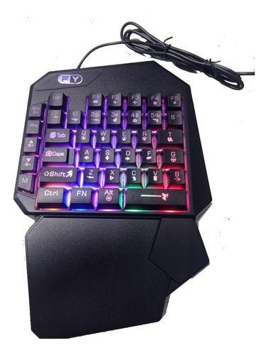 Imagem de Teclado Gamer P/ Celular One Hand Semi-mecânico Rgb Usb Cor De Teclado Preto