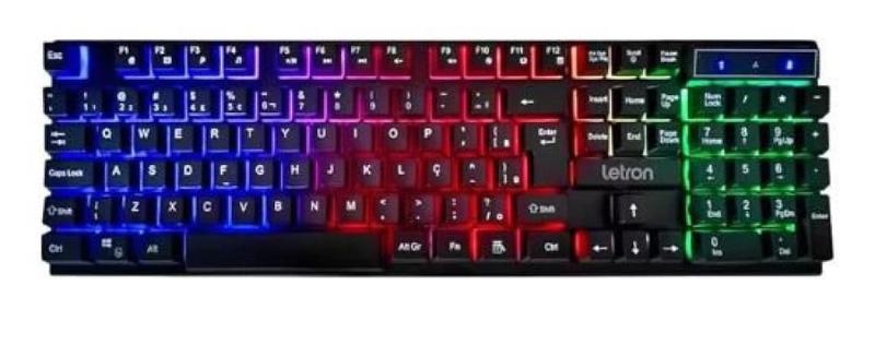 Imagem de Teclado gamer play on led semi mecanico retroiluminado letron 74359