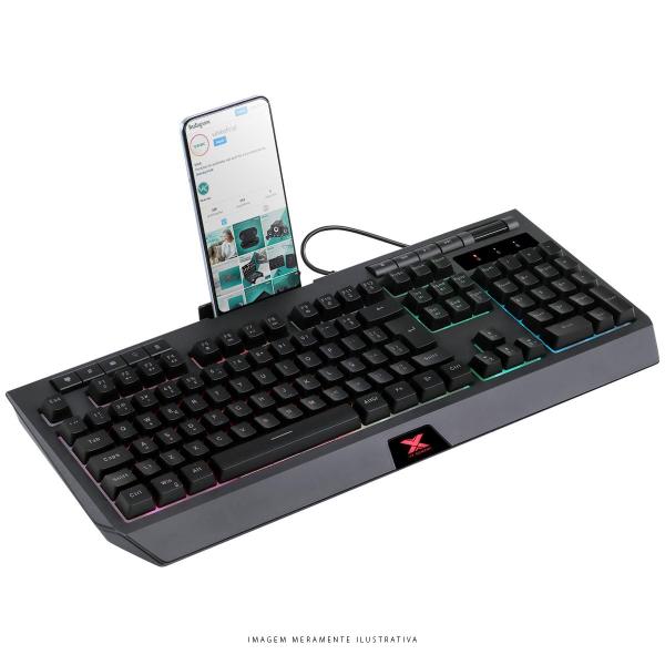 Imagem de Teclado Gamer Protector Abnt2 Multimidia Led 7 Cores Usb Com Suporte Smartphone - Gt800 F018