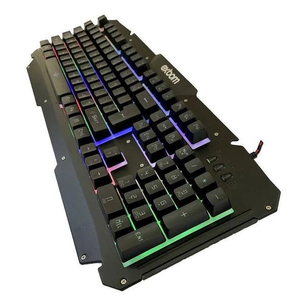 Imagem de Teclado Gamer Qwerty Português Brasil LED RGB BK-G200 Exbom