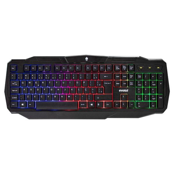 Imagem de Teclado Gamer Ranger Evolut, LED Rainbow, US, Preto - EG207