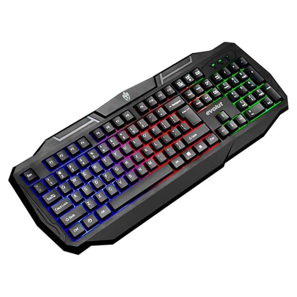 Imagem de Teclado Gamer Ranger Evolut, LED Rainbow, US, Preto - EG207