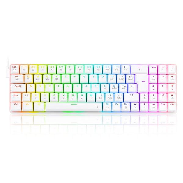 Imagem de Teclado Gamer Redragon Ashe Pro RGB Switch Brown Mecânico - K626P-KBS-W (PT-BROWN) - Branco