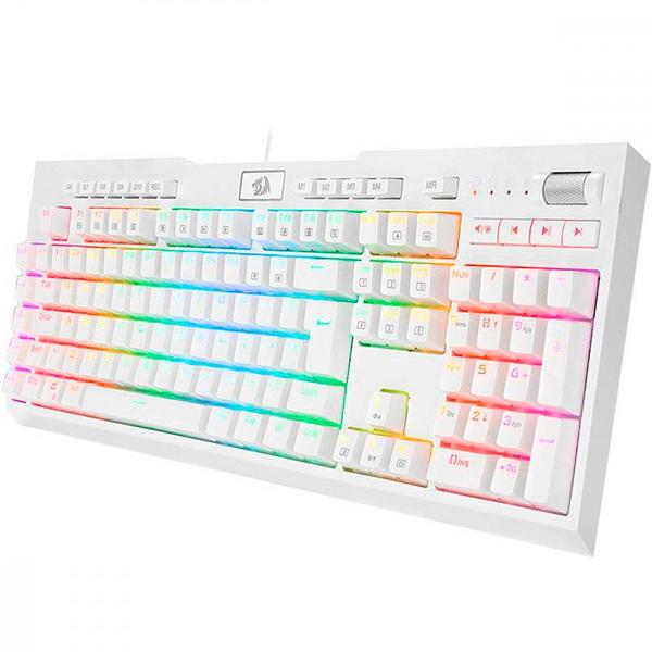 Imagem de Teclado Gamer Redragon Brahma Pro Lunar White RGB Mecânico Switch Azul Branco ABNT2