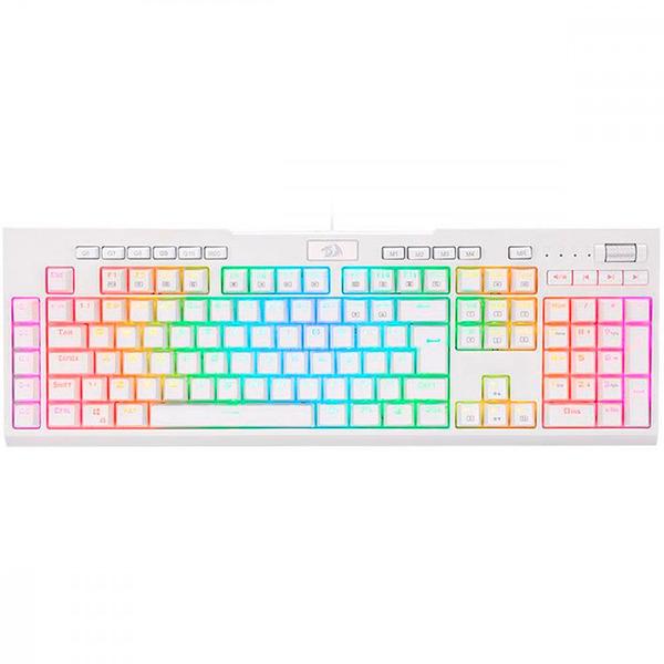 Imagem de Teclado Gamer Redragon Brahma Pro Lunar White RGB Mecânico Switch Brown Branco ABNT2