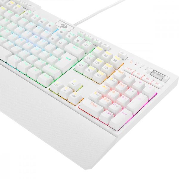 Imagem de Teclado Gamer Redragon Brahma Pro Lunar White RGB Mecânico Switch Red Branco ABNT2