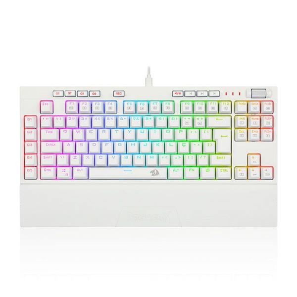 Imagem de Teclado gamer redragon broadsword pro, rgb, switch marrom, branco - k588w-rgb-pro pt-brown