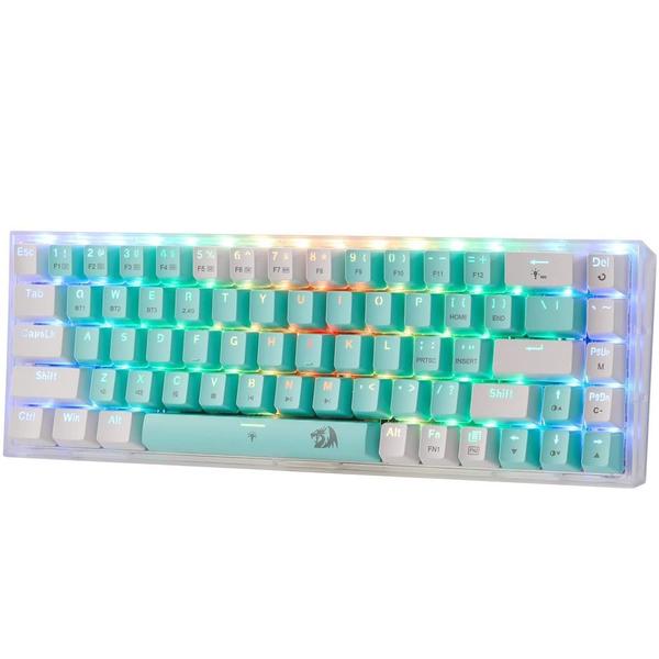 Imagem de Teclado Gamer Redragon Castor K631RGW Pro RGB Backlighting Bluetooth - Branco/Verde