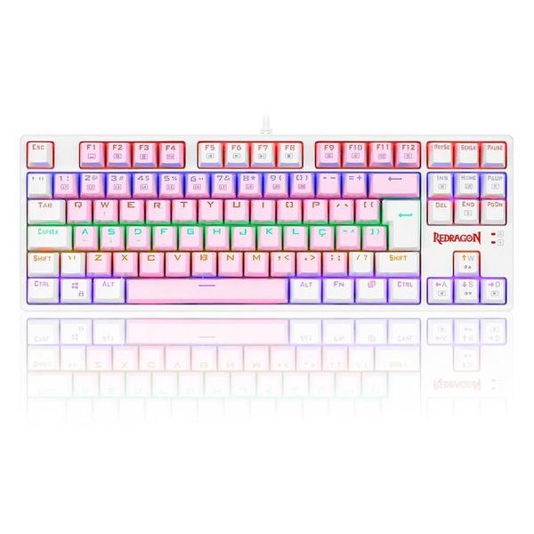 Imagem de Teclado Gamer Redragon Daksa Branco E Rosa Switch ul Tkl