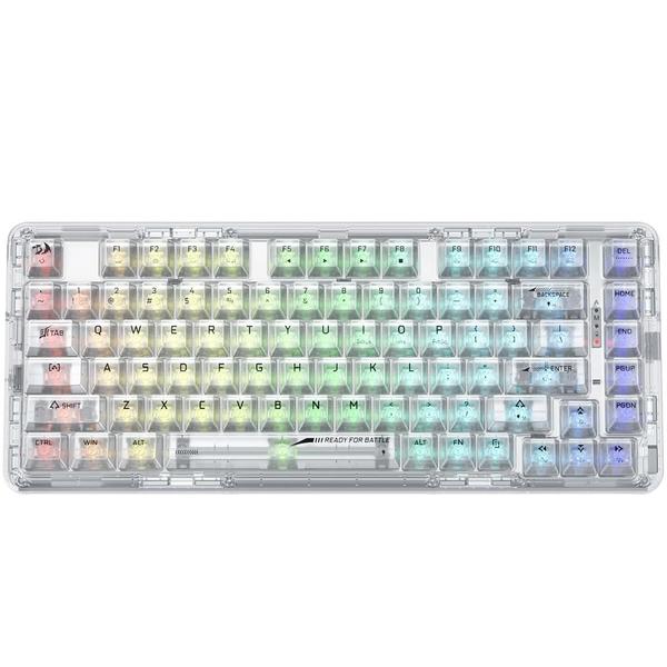 Imagem de Teclado Gamer Redragon Elf K649 Pro RGB Backlit Bluetooth - Branco/Transparente