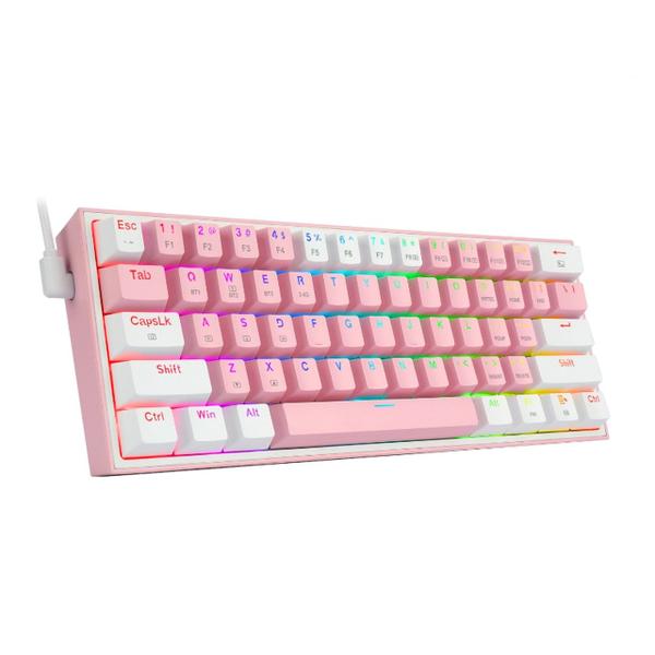 Imagem de Teclado Gamer Redragon Fizz Pro K616-RGB-PW - com e Sem Fio - Ingles - Rosa e Branco