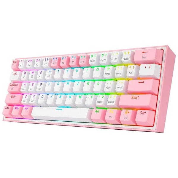 Imagem de Teclado Gamer Redragon K616-RGB Fizz Pro (Ingles Sem Fio) Branco/Rosa