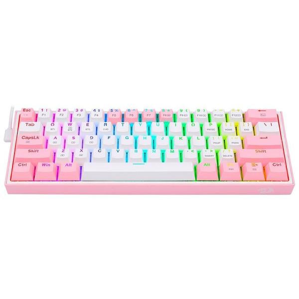 Imagem de Teclado Gamer Redragon K616-RGB Fizz Pro (Ingles Sem Fio) Branco/Rosa