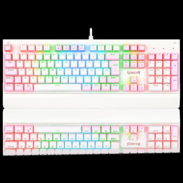 Imagem de Teclado Gamer Redragon Kala Branco Rosa Sw Brown K557Wp-Rgb