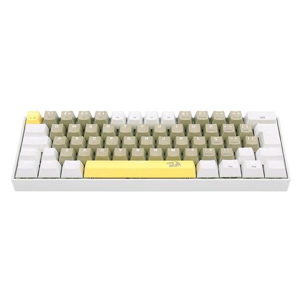 Imagem de Teclado Gamer Redragon Lakshmi,  Switch Brown,  Layout 60%, ABNT2, Branco  - K606-YL&GY&WT (PT-BROWN)