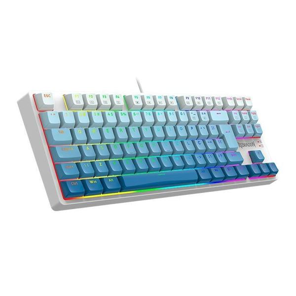 Imagem de Teclado Gamer Redragon Mecanico Daksa Branco e Azul Rgb Switch Marrom LTK